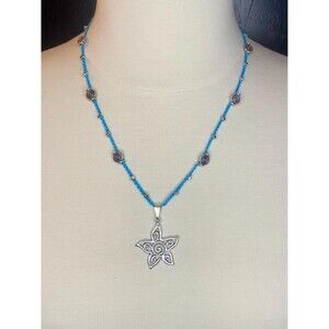 Crochet Necklace with Starfish  Pendant lightweight